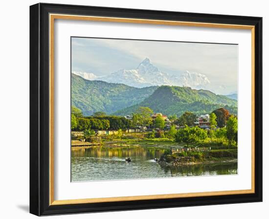 Annapurna Himal, Machapuchare and Phewa Tal Seen from Pokhara, Gandaki Zone, Western Region, Nepal-Jochen Schlenker-Framed Photographic Print