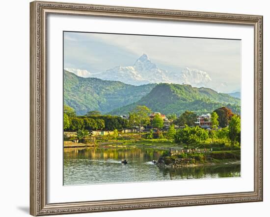 Annapurna Himal, Machapuchare and Phewa Tal Seen from Pokhara, Gandaki Zone, Western Region, Nepal-Jochen Schlenker-Framed Photographic Print