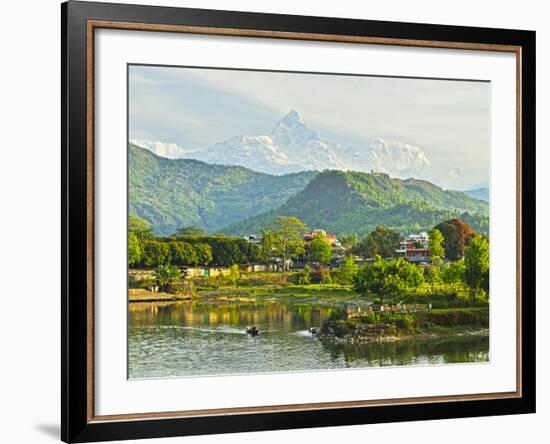 Annapurna Himal, Machapuchare and Phewa Tal Seen from Pokhara, Gandaki Zone, Western Region, Nepal-Jochen Schlenker-Framed Photographic Print