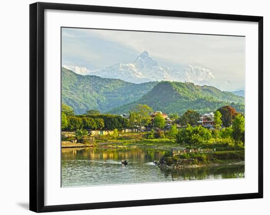 Annapurna Himal, Machapuchare and Phewa Tal Seen from Pokhara, Gandaki Zone, Western Region, Nepal-Jochen Schlenker-Framed Photographic Print