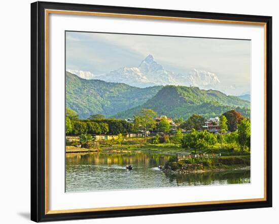 Annapurna Himal, Machapuchare and Phewa Tal Seen from Pokhara, Gandaki Zone, Western Region, Nepal-Jochen Schlenker-Framed Photographic Print