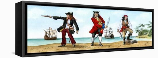 Anne Bonny, John 'Calico Jack' Rackam and Mary Read, 18th Century Pirates-Karen Humpage-Framed Premier Image Canvas