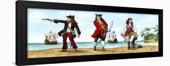 Anne Bonny, John 'Calico Jack' Rackam and Mary Read, 18th Century Pirates-Karen Humpage-Framed Giclee Print