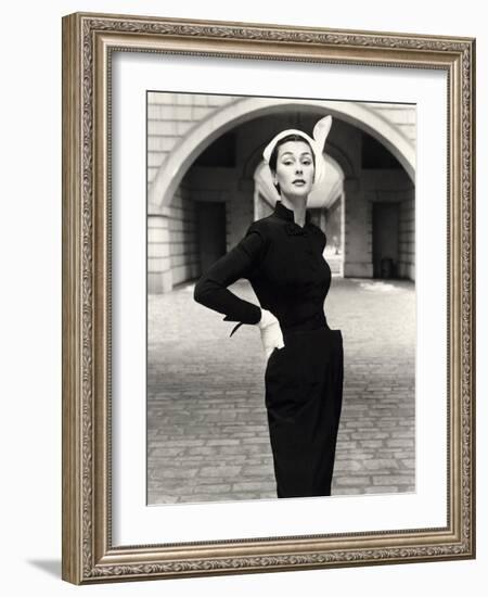 Anne Gunning in a Velveteen Evening Coat, 1952-John French-Framed Giclee Print