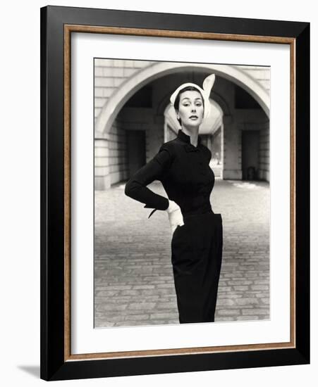 Anne Gunning in a Velveteen Evening Coat, 1952-John French-Framed Giclee Print