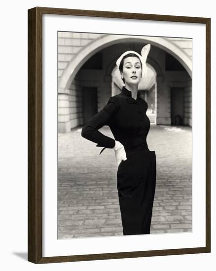 Anne Gunning in a Velveteen Evening Coat, 1952-John French-Framed Giclee Print