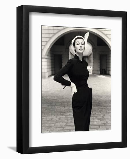 Anne Gunning in a Velveteen Evening Coat, 1952-John French-Framed Giclee Print