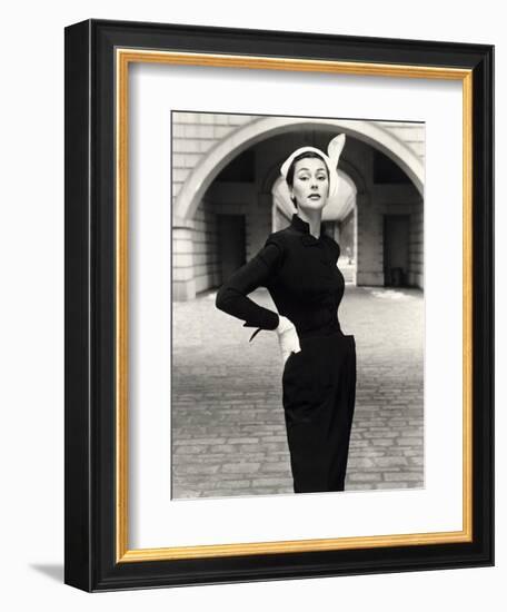 Anne Gunning in a Velveteen Evening Coat, 1952-John French-Framed Giclee Print