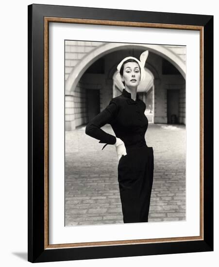 Anne Gunning in a Velveteen Evening Coat, 1952-John French-Framed Giclee Print