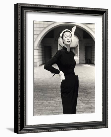 Anne Gunning in a Velveteen Evening Coat, 1952-John French-Framed Giclee Print