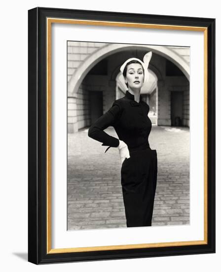 Anne Gunning in a Velveteen Evening Coat, 1952-John French-Framed Giclee Print