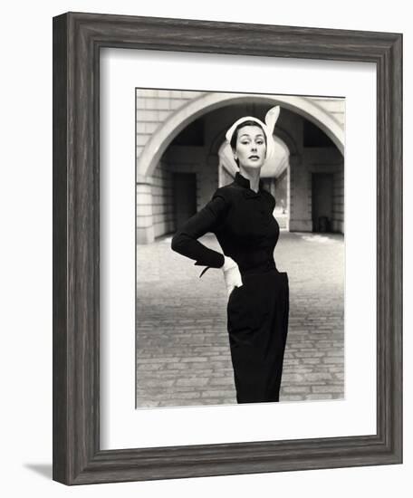 Anne Gunning in a Velveteen Evening Coat, 1952-John French-Framed Giclee Print