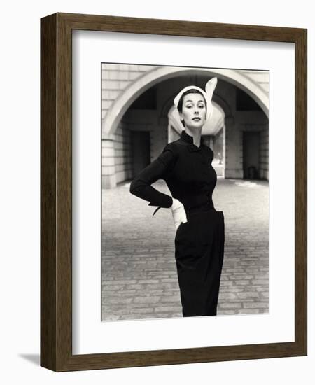 Anne Gunning in a Velveteen Evening Coat, 1952-John French-Framed Giclee Print