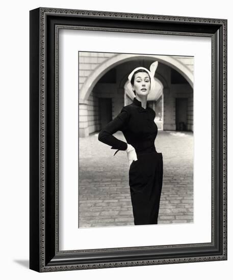 Anne Gunning in a Velveteen Evening Coat, 1952-John French-Framed Giclee Print