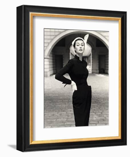 Anne Gunning in a Velveteen Evening Coat, 1952-John French-Framed Giclee Print