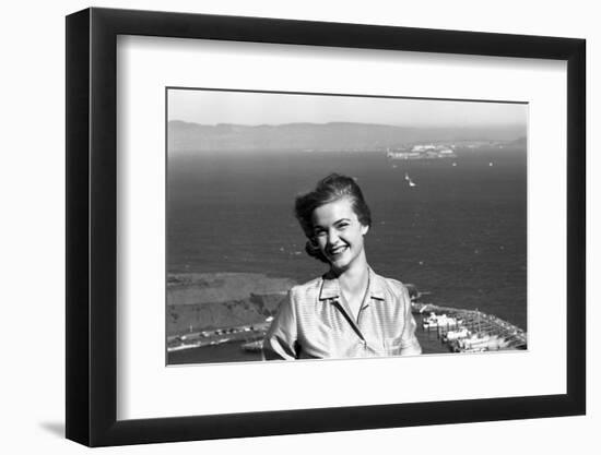 Anne Henderson, 21, on Vista Point at the Golden Gate Bridge, San Francisco, California-Allan Grant-Framed Photographic Print