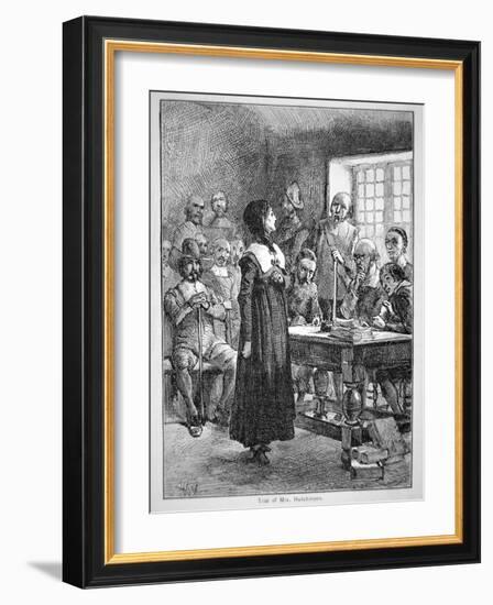 Anne Hutchinson on Trial for Offending the Puritan Clergy in Massachusetts (Litho)-American-Framed Giclee Print