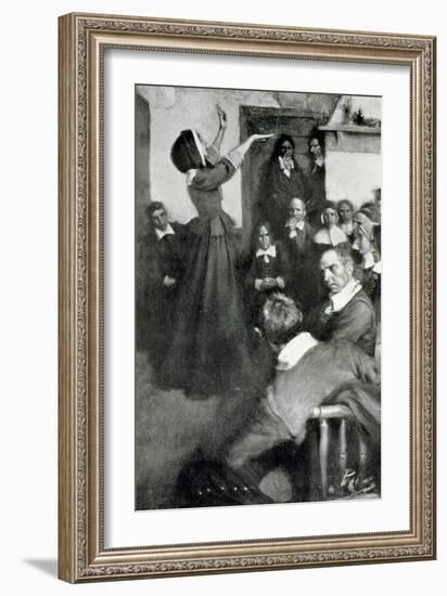 Anne Hutchinson Preaching in Her House in Boston, 1637, Illustration from "Colonies and Nation"-Howard Pyle-Framed Giclee Print