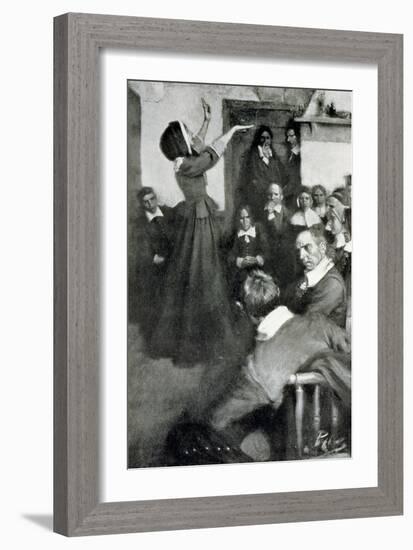 Anne Hutchinson Preaching in Her House in Boston, 1637, Illustration from "Colonies and Nation"-Howard Pyle-Framed Giclee Print