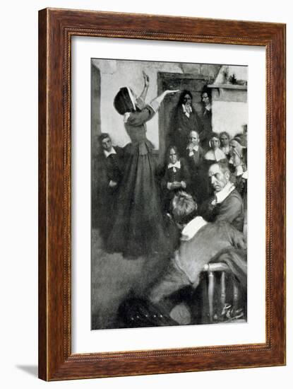 Anne Hutchinson Preaching in Her House in Boston, 1637, Illustration from "Colonies and Nation"-Howard Pyle-Framed Giclee Print