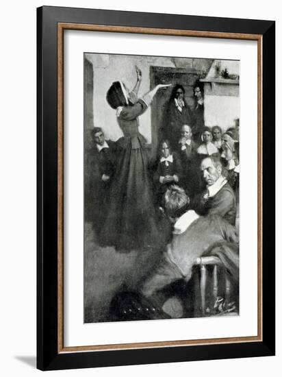 Anne Hutchinson Preaching in Her House in Boston, 1637, Illustration from "Colonies and Nation"-Howard Pyle-Framed Giclee Print
