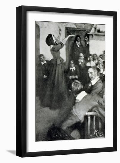 Anne Hutchinson Preaching in Her House in Boston, 1637, Illustration from "Colonies and Nation"-Howard Pyle-Framed Giclee Print