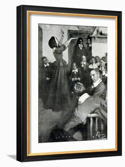 Anne Hutchinson Preaching in Her House in Boston, 1637, Illustration from "Colonies and Nation"-Howard Pyle-Framed Giclee Print