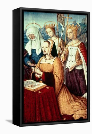 Anne of Brittany with St. Anne, St. Ursula and St. Helen-Jean Bourdichon-Framed Premier Image Canvas