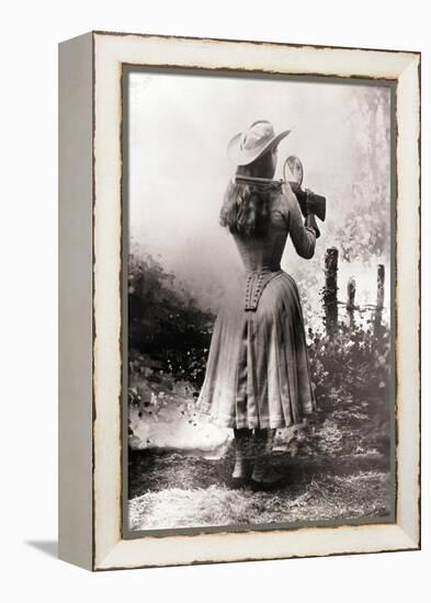 Annie Oakley Shooting over Shoulder-null-Framed Premier Image Canvas