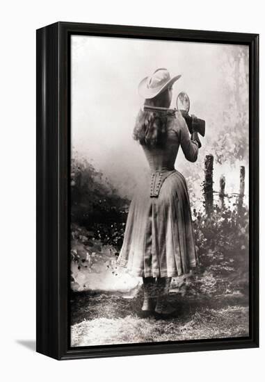 Annie Oakley Shooting over Shoulder-null-Framed Premier Image Canvas