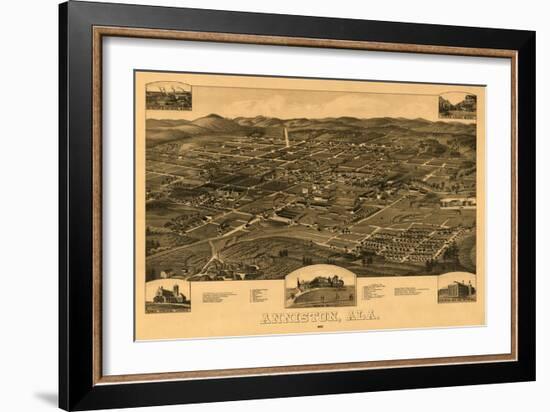 Anniston, Alabama - Panoramic Map-Lantern Press-Framed Art Print