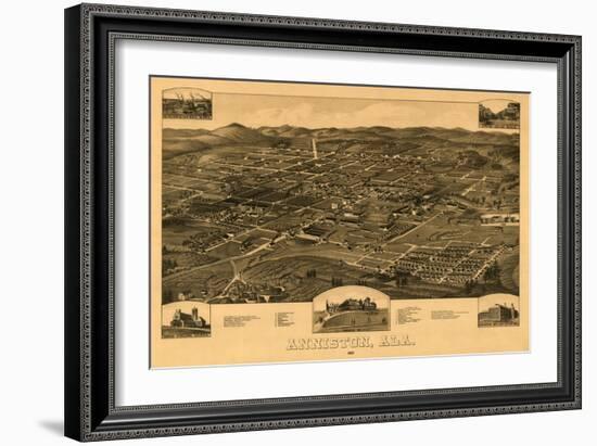 Anniston, Alabama - Panoramic Map-Lantern Press-Framed Art Print