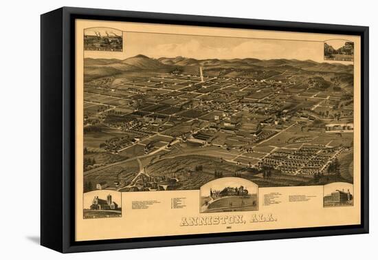 Anniston, Alabama - Panoramic Map-Lantern Press-Framed Stretched Canvas