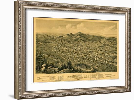 Anniston, Alabama - Panoramic Map-Lantern Press-Framed Art Print