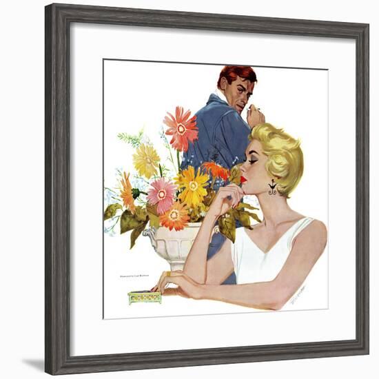 Anniversary Quarrel - Saturday Evening Post "Leading Ladies", October 20, 1956 pg.33-Lynn Buckham-Framed Giclee Print