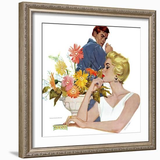 Anniversary Quarrel - Saturday Evening Post "Leading Ladies", October 20, 1956 pg.33-Lynn Buckham-Framed Giclee Print