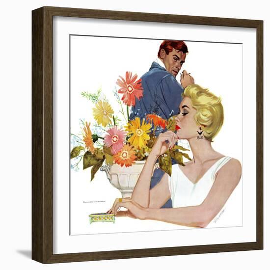 Anniversary Quarrel - Saturday Evening Post "Leading Ladies", October 20, 1956 pg.33-Lynn Buckham-Framed Giclee Print