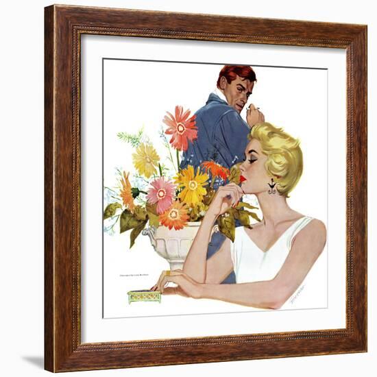 Anniversary Quarrel - Saturday Evening Post "Leading Ladies", October 20, 1956 pg.33-Lynn Buckham-Framed Giclee Print