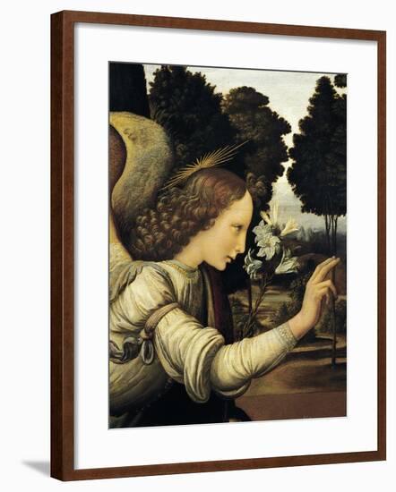 Announcing Angel, Detail from Annunciation, 1472-1475-Leonardo da Vinci-Framed Giclee Print