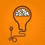 Invention Mechanism with Light Bulb Brain and Electric Plug-AnnSunnyDay-Framed Premium Giclee Print