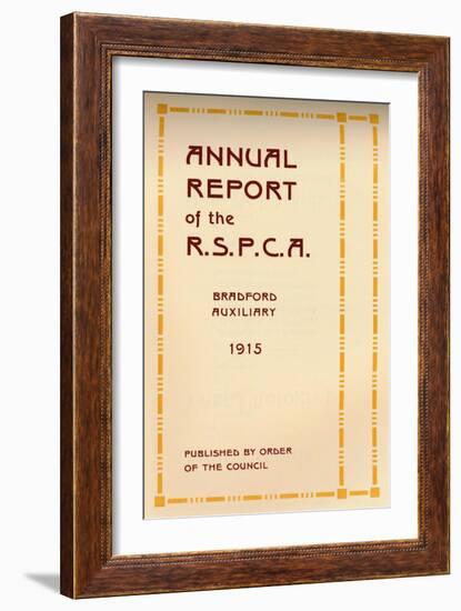 'Annual Report of the R.S.P.C.A.', 1916-Unknown-Framed Giclee Print