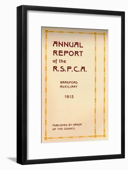 'Annual Report of the R.S.P.C.A.', 1916-Unknown-Framed Giclee Print