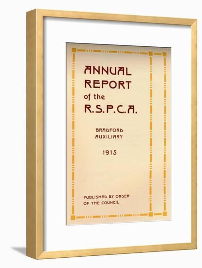 'Annual Report of the R.S.P.C.A.', 1916-Unknown-Framed Giclee Print