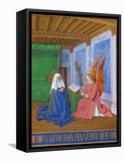 Annunciation of The Virgin Marys approaching death. Ms. fr.71, around 1445.-Jean Fouquet-Framed Premier Image Canvas