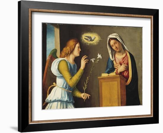 Annunciation to the Virgin, 1500/05 (Paint on Wood Panel)-Giovanni Battista Cima Da Conegliano-Framed Giclee Print