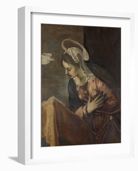 Annunciation to the Virgin-Jacopo Tintoretto-Framed Art Print