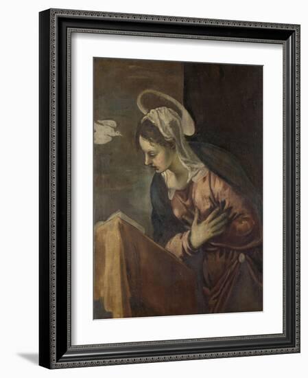 Annunciation to the Virgin-Jacopo Tintoretto-Framed Art Print