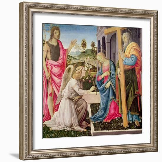 Annunciation with St. Joseph and St. John the Baptist, C.1485 (Tempera on Panel)-Filippino Lippi-Framed Giclee Print