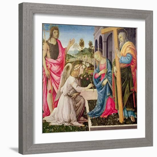 Annunciation with St. Joseph and St. John the Baptist, C.1485 (Tempera on Panel)-Filippino Lippi-Framed Giclee Print