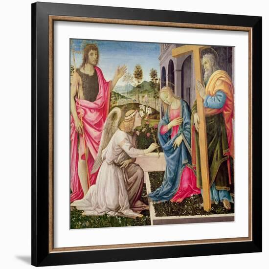 Annunciation with St. Joseph and St. John the Baptist, C.1485 (Tempera on Panel)-Filippino Lippi-Framed Giclee Print